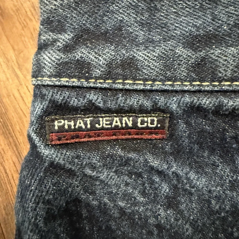 Vintage Phat Farm Jeans Mens 32x34 Blue White Ombre Script Baggy Y2K Streetwear